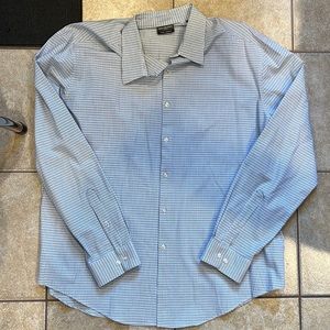 Van Heusen Flex3 Slim Fit Blue&White Button Down Size 17-17 1/2, 34/35, XL